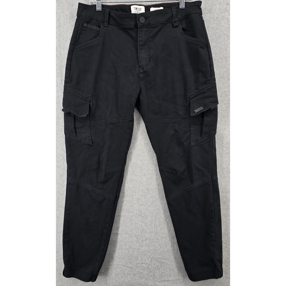 Twice Cargo Pants Men‎ Sz 34 Black Slim Fit Jogger Stretch Utility Grunge Skater